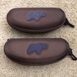 Lot of 2 Maui Jim Sunglass Cases Zippered Clamshell with Sport Clip